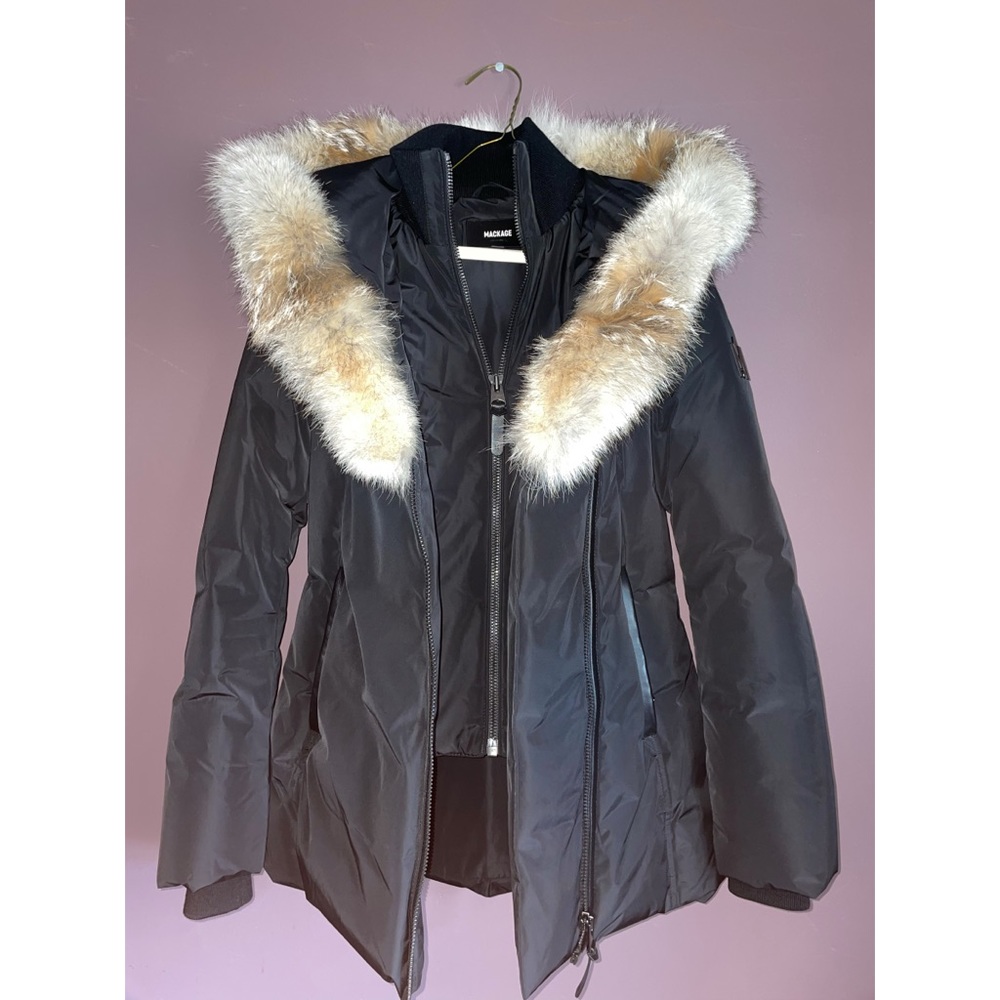 Adali Coyote Fur-Trim Coat